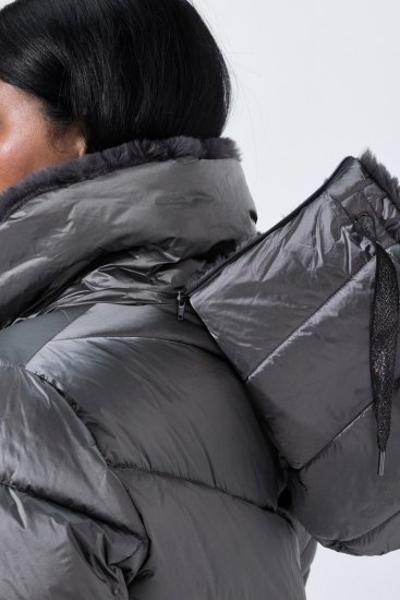 Ulla Popken 844764 HYPRAR Steppmantel mit Metallic-Glanz Anthrazit - Mäntel - Große Größen: Mäntel für Damen