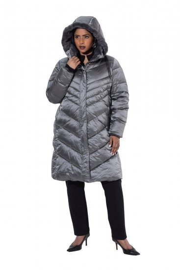 Ulla Popken 844764 HYPRAR Steppmantel mit Metallic-Glanz Anthrazit - Mäntel - Große Größen: Mäntel für Damen