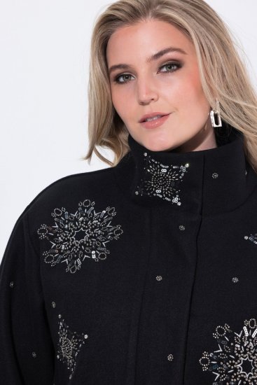 Ulla Popken 844839 Kurze Jacke mit Schneeflocken-Stickerei Dunkelblau - Jacken - Große Jacken für Damen