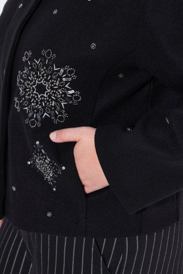 Ulla Popken 844839 Kurze Jacke mit Schneeflocken-Stickerei Dunkelblau - Jacken - Große Jacken für Damen
