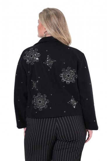 Ulla Popken 844839 Kurze Jacke mit Schneeflocken-Stickerei Dunkelblau - Jacken - Große Jacken für Damen