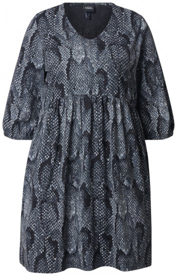 Ulla Popken 844945 Gemustertes Jerseykleid Schwarz - Jerseykleider - 