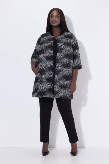 Ulla Popken 844981 Strukturblazer mit Rundhals Schwarz - Blazer - Blazer für Frauen in Großgrößen