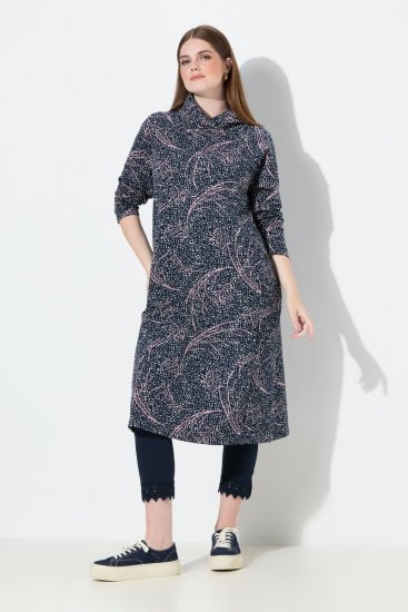 Ulla Popken 844993 Gemustertes Sweatkleid Dunkelblau - Sweatkleider - 