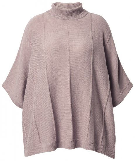 Ulla Popken 844996 Merino-Rippponcho mit Rollkragen Hellbraun - Ponchos & Capes - 