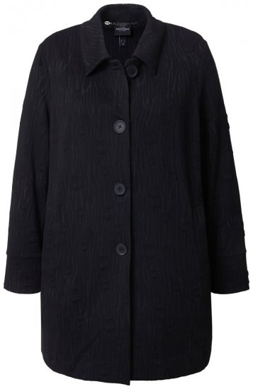 Ulla Popken 845026 Hemdjacke mit Zebrastruktur Schwarz - Jacken - Große Jacken für Damen