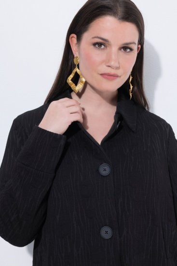 Ulla Popken 845026 Hemdjacke mit Zebrastruktur Schwarz - Jacken - Große Jacken für Damen