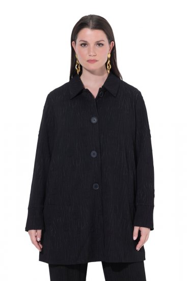 Ulla Popken 845026 Hemdjacke mit Zebrastruktur Schwarz - Jacken - Große Jacken für Damen