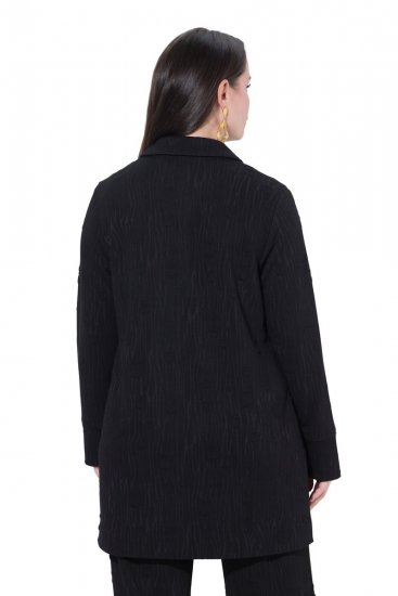 Ulla Popken 845026 Hemdjacke mit Zebrastruktur Schwarz - Jacken - Große Jacken für Damen