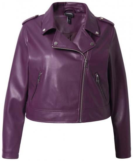 Ulla Popken 845121 Bikerjacke aus Lederimitat Pflaume - Jacken - Große Jacken für Damen