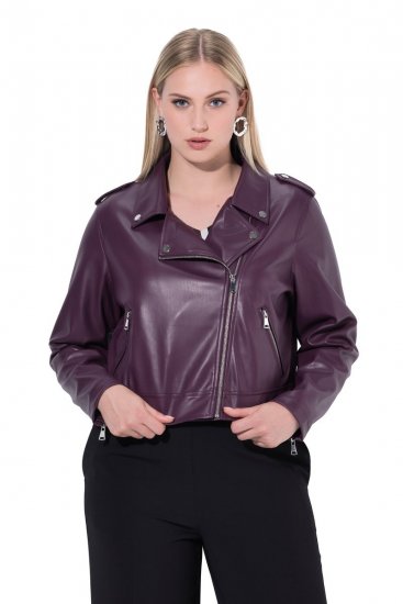 Ulla Popken 845121 Bikerjacke aus Lederimitat Pflaume - Jacken - Große Jacken für Damen
