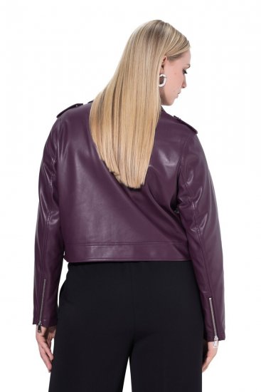 Ulla Popken 845121 Bikerjacke aus Lederimitat Pflaume - Jacken - Große Jacken für Damen