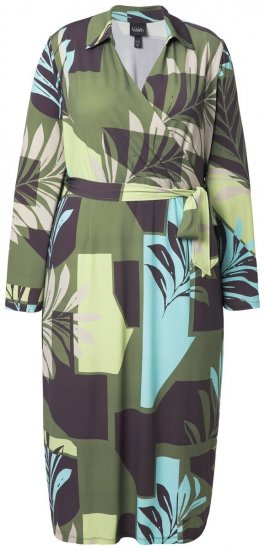 Ulla Popken 845122 Gemustertes Midikleid mit Taschen Türkis - Midikleider - Midikleider in großen Größen