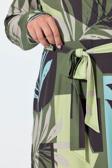Ulla Popken 845122 Gemustertes Midikleid mit Taschen Türkis - Midikleider - Midikleider in großen Größen
