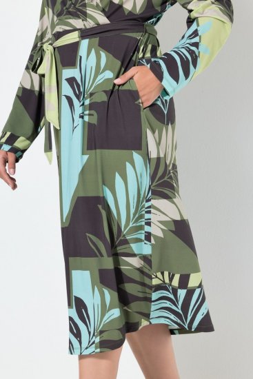 Ulla Popken 845122 Gemustertes Midikleid mit Taschen Türkis - Midikleider - Midikleider in großen Größen