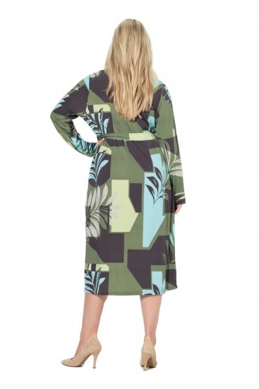 Ulla Popken 845122 Gemustertes Midikleid mit Taschen Türkis - Midikleider - Midikleider in großen Größen