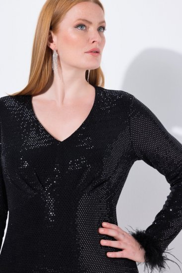 Ulla Popken 845145 Paillettenkleid Schwarz - Abendkleider - Abendkleider für Damen in großen Größen
