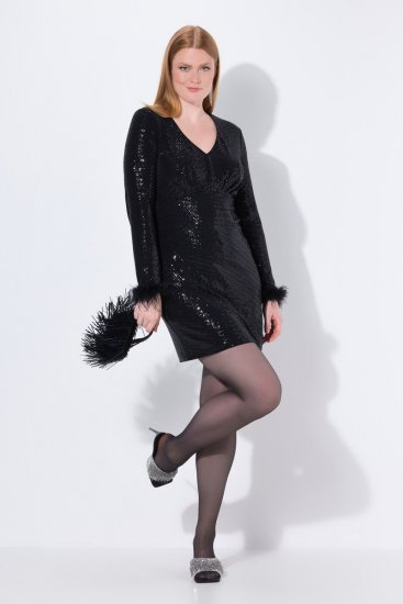 Ulla Popken 845145 Paillettenkleid Schwarz - Abendkleider - Abendkleider für Damen in großen Größen
