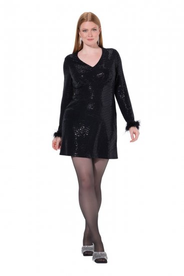 Ulla Popken 845145 Paillettenkleid Schwarz - Abendkleider - Abendkleider für Damen in großen Größen