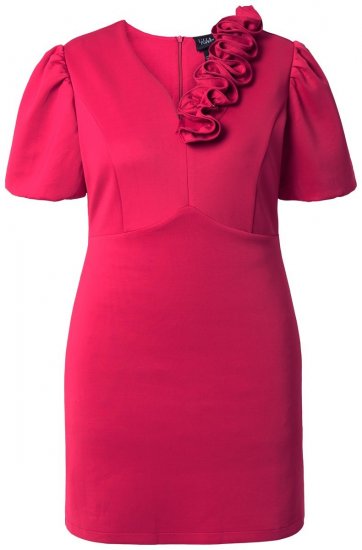 Ulla Popken 845148 Geblümtes Bodycon-Kleid Magenta - Kleider - Kleider für jede Größe