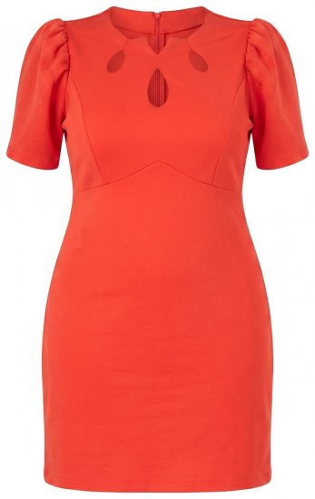 Ulla Popken 845150 Kurzärmliges Bodycon-Kleid Rot - Kleider - Kleider für jede Größe