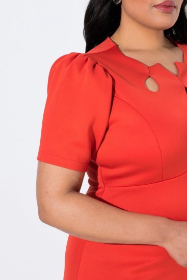 Ulla Popken 845150 Kurzärmliges Bodycon-Kleid Rot - Kleider - Kleider für jede Größe