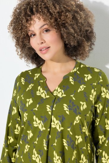 Ulla Popken 845190 Geblümtes Jerseykleid Türkis - Jerseykleider - 