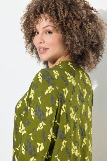 Ulla Popken 845190 Geblümtes Jerseykleid Türkis - Jerseykleider - 