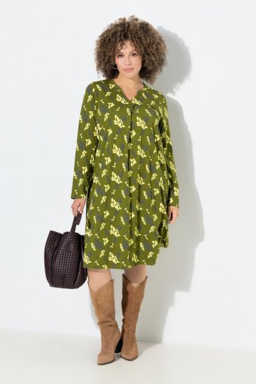 Ulla Popken 845190 Geblümtes Jerseykleid Türkis - Jerseykleider - 