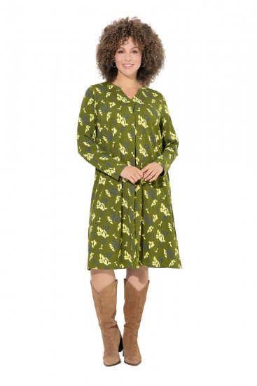Ulla Popken 845190 Geblümtes Jerseykleid Türkis - Jerseykleider - 