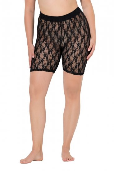 Ulla Popken 845290 Geblümte Anti-Scheuer-Radler mit Spitze Schwarz - Anti-Scheuer-Radler - 