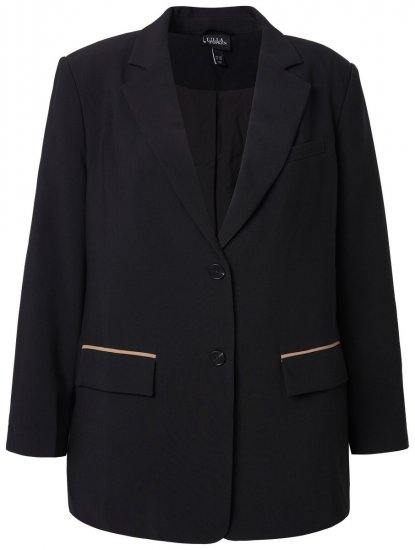 Ulla Popken 845336 Oversize-Stretchblazer mit zwei Knöpfen Schwarz - Blazer - Blazer für Frauen in Großgrößen