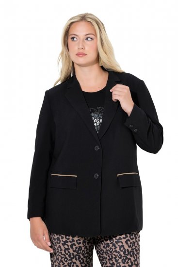 Ulla Popken 845336 Oversize-Stretchblazer mit zwei Knöpfen Schwarz - Blazer - Blazer für Frauen in Großgrößen
