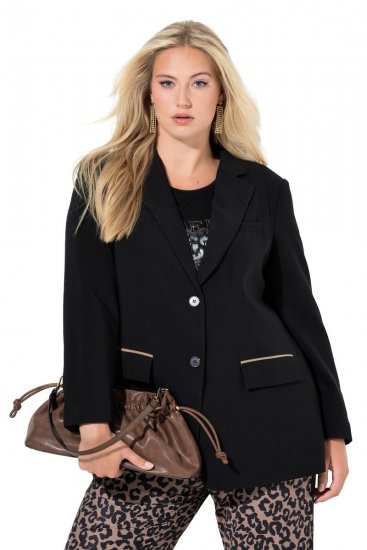 Ulla Popken 845336 Oversize-Stretchblazer mit zwei Knöpfen Schwarz - Blazer - Blazer für Frauen in Großgrößen