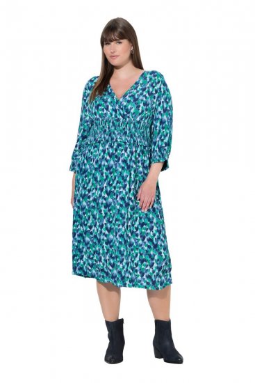 Ulla Popken 845360 Gemustertes Midikleid Hellblau - Midikleider - Midikleider in großen Größen