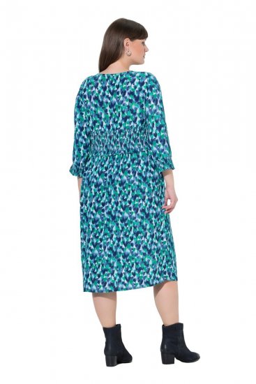 Ulla Popken 845360 Gemustertes Midikleid Hellblau - Midikleider - Midikleider in großen Größen