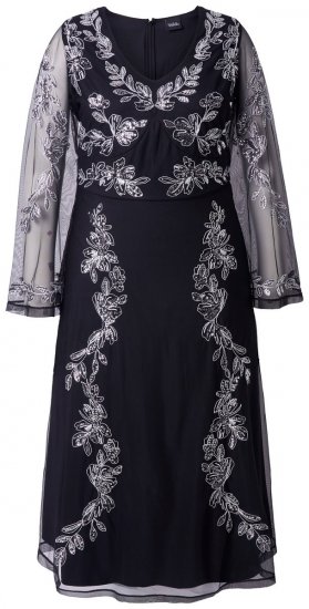 Ulla Popken 845366 Abendkleid mit V-Ausschnitt Schwarz - Abendkleider - Abendkleider für Damen in großen Größen
