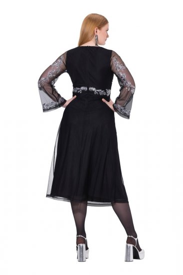 Ulla Popken 845366 Abendkleid mit V-Ausschnitt Schwarz - Abendkleider - Abendkleider für Damen in großen Größen
