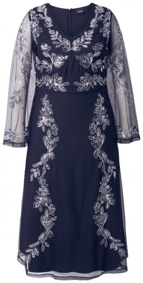 Ulla Popken 845366 Geblümtes Paillettenkleid Dunkelblau - Abendkleider - Abendkleider für Damen in großen Größen