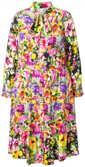 Ulla Popken 845512 Geblümtes Hemdblusenkleid Beerenrot - Midikleider - Midikleider in großen Größen