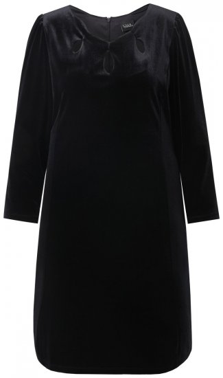 Ulla Popken 845573 Langärmliges Samtkleid Schwarz - Abendkleider - Abendkleider für Damen in großen Größen