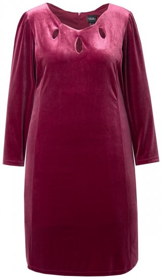 Ulla Popken 845573 Langärmliges Samtkleid Weinrot - Abendkleider - Abendkleider für Damen in großen Größen