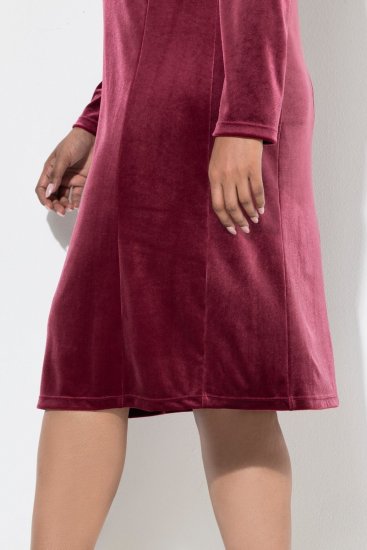 Ulla Popken 845573 Langärmliges Samtkleid Weinrot - Abendkleider - Abendkleider für Damen in großen Größen