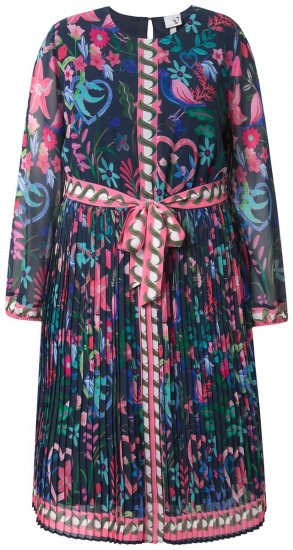 Ulla Popken 845649 Geblümtes Chiffonkleid Dunkelblau - Midikleider - Midikleider in großen Größen