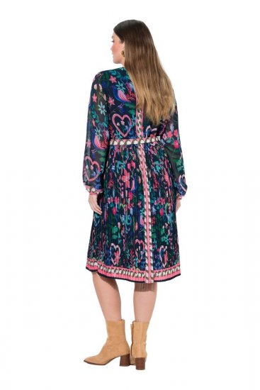 Ulla Popken 845649 Geblümtes Chiffonkleid Dunkelblau - Midikleider - Midikleider in großen Größen