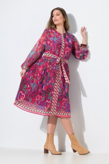 Ulla Popken 845649 Langärmliges Midikleid Beerenrot - Midikleider - Midikleider in großen Größen