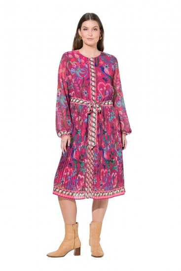 Ulla Popken 845649 Langärmliges Midikleid Beerenrot - Midikleider - Midikleider in großen Größen