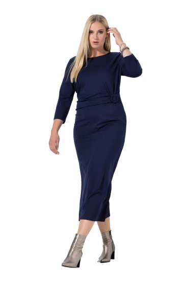 Ulla Popken 845705 Jerseykleid Dunkelblau - Midikleider - Midikleider in großen Größen