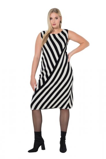Ulla Popken 845784 Gestreiftes Strickkleid Schwarz - Sommerkleider - Große Größen: Leichte Sommerkleider