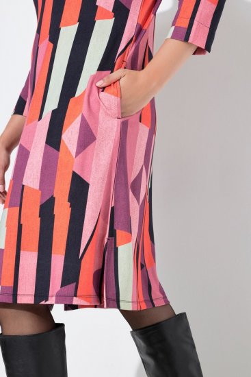 Ulla Popken 845794 Gemustertes Jerseykleid Rosa - Kleider - Kleider für jede Größe